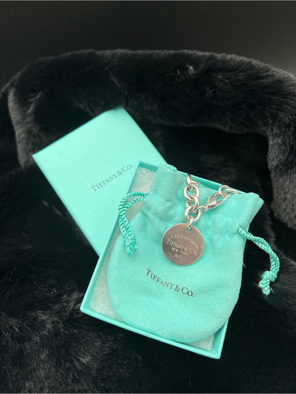 Tiffany & Co. Silver Charm Bracelet with Tiffany Blue Pouch